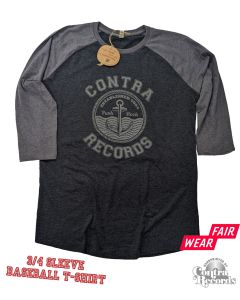 Contra Records "Anchor Punkrock" 3/4 Sleeve Baseball Unisex Shirt grey