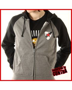 Roter Stern Leipzig schwarz/grau - Girl Hoody jacket-S (last size!)