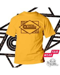 CONTRA CLASSICS - "stripes" Unisex T-Shirt mustard yellow/brown print