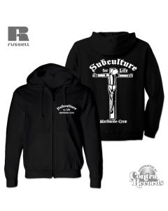 Subculture for Life "Worldwide-Crew " Crucified Zip Hooded Jacket black