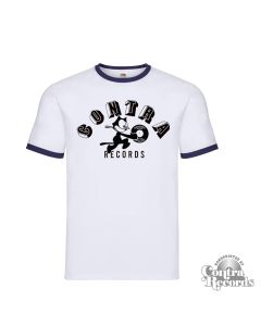 Contra Records - The Cat Unisex Ringer T-Shirt royal white/navy blue